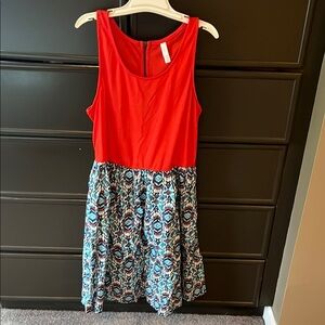Xhilaration Red and Blue Sleeveless Midi Sundress